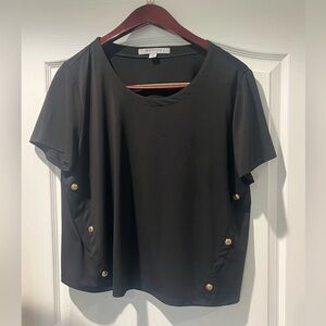 Marc New York Black Top with Gold Button Details